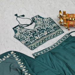 Premium Embroidered Rangoli Silk Wedding Lehenga Choli Set with Shrug Dupatta
